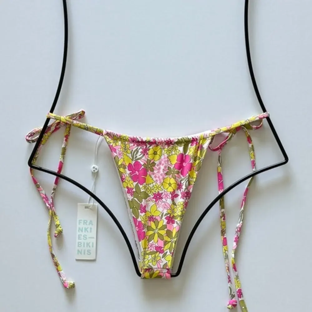 Frankies Bikinis Tia Tie Side Skimpy Bottom - Mai Tai - L - NWT